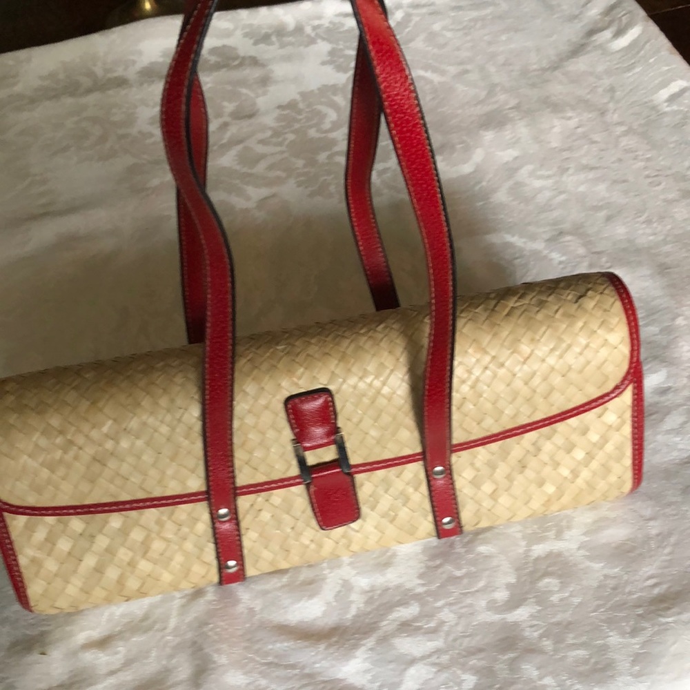 Braciano straw shoulder bag